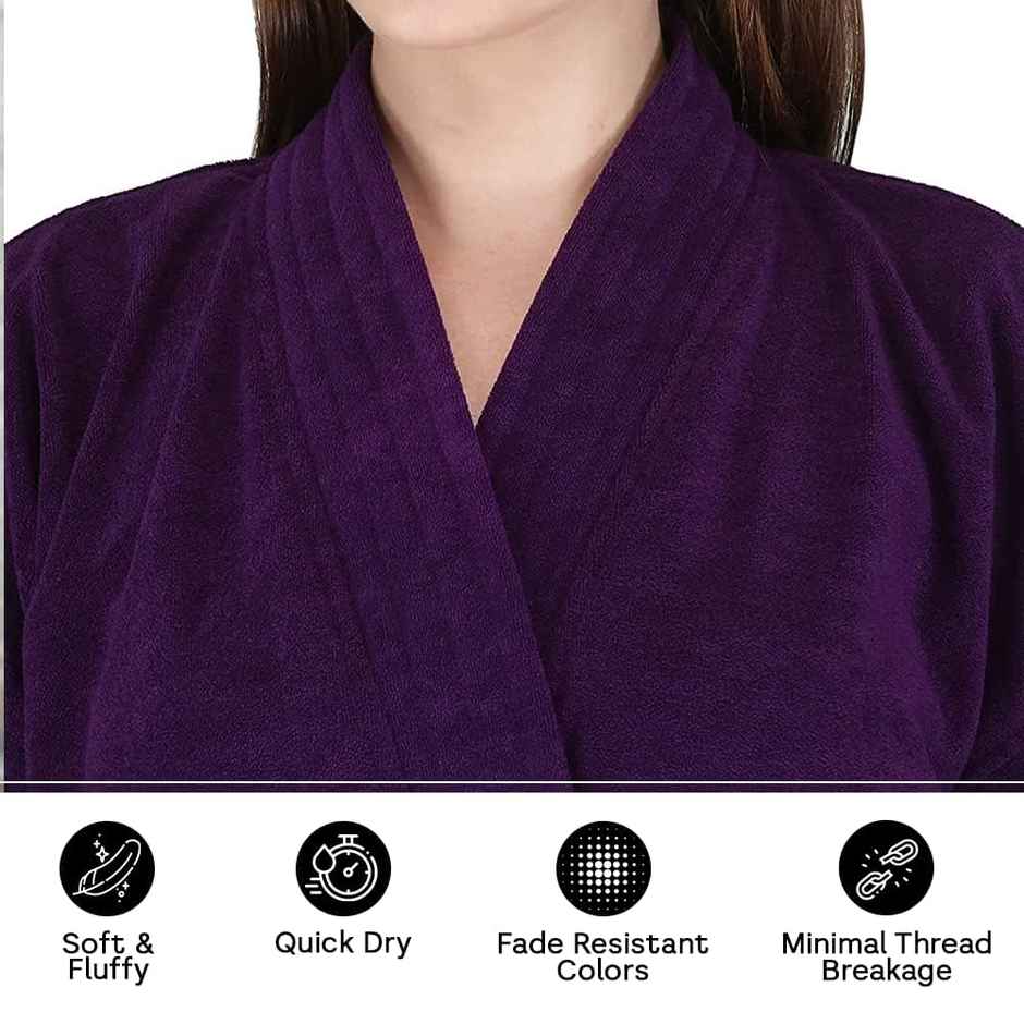 Kuber Industries Bathrobe for Women | Micro Terry Cotton | Soft & Absorbent | Purple