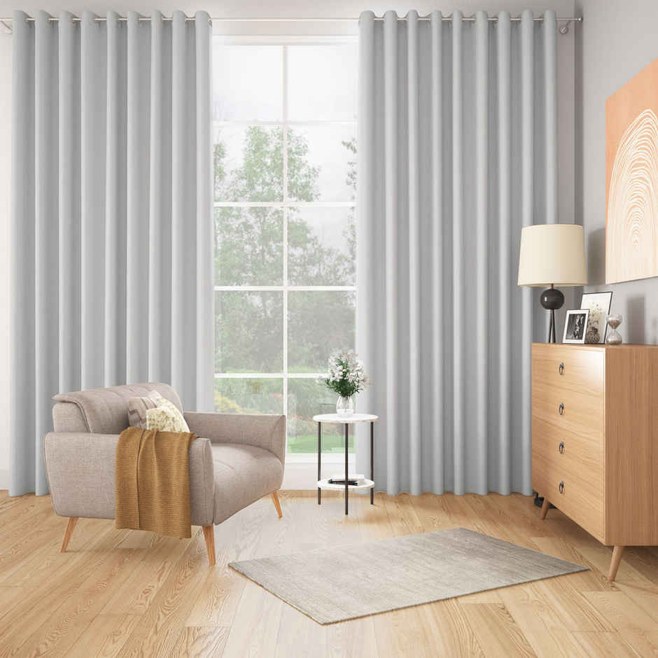 Wakefit Solid Blackout Curtain | Blocks Upto 100% Light | (9 x 4.3 ft) | For Long Door Set of 2 Agaya Grey