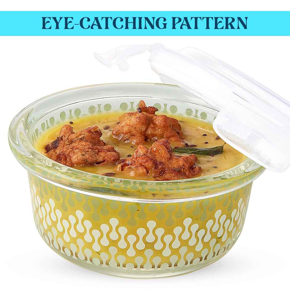 Larah Glassware Gracia Borosilicate Glass Lunchbox | 4pc - 320ml - 2 Square | 240ml - 2 Round