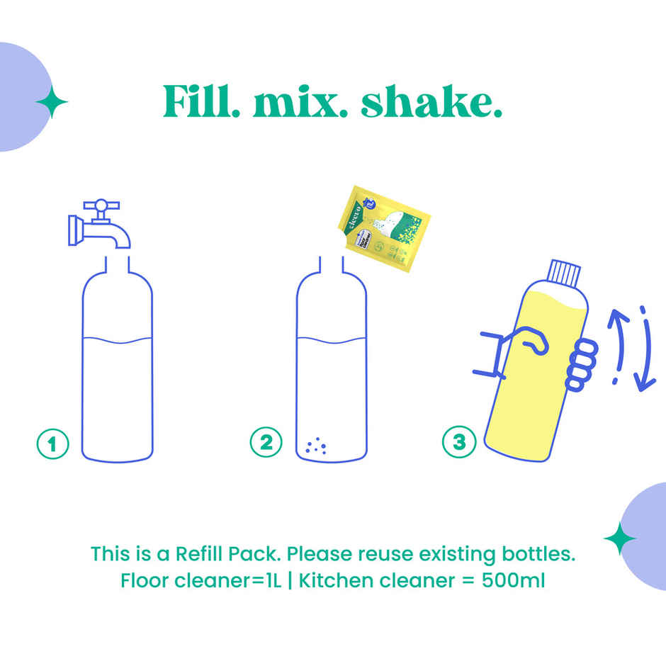 Cleevo Powder to Liquid Floor Cleaner & Kitchen Cleaning Spray