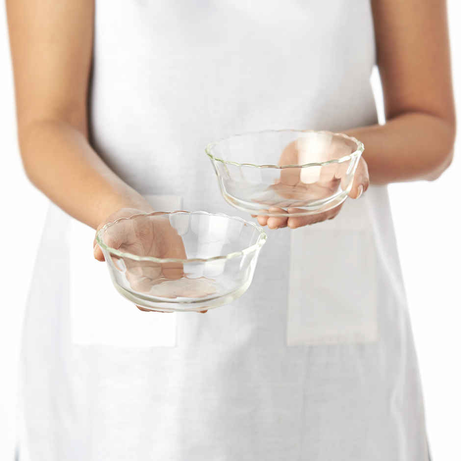 Borosil Designer Glass Serving Bowls, Microwave & Oven Safe - 4 x 430 ml