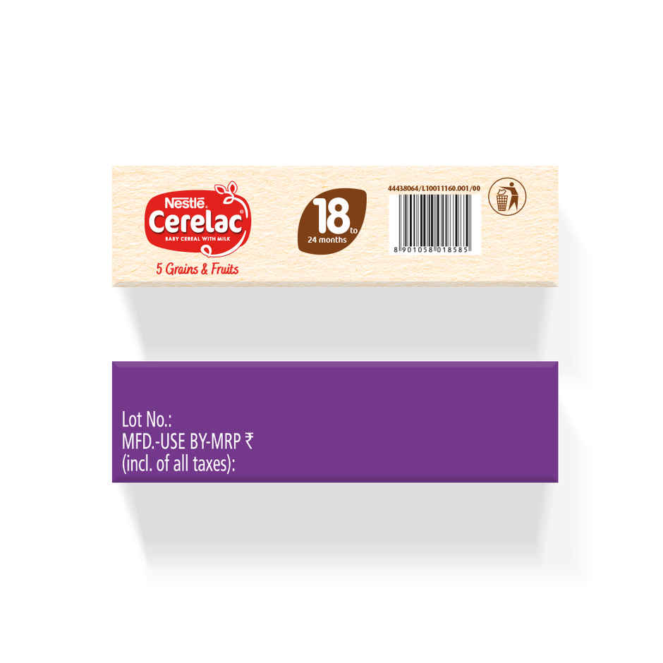 Nestle Cerelac 5 Grains & Fruits Baby Food Cereal, No Refined Sugar & No Preservatives, 18 to 24 Months Baby
