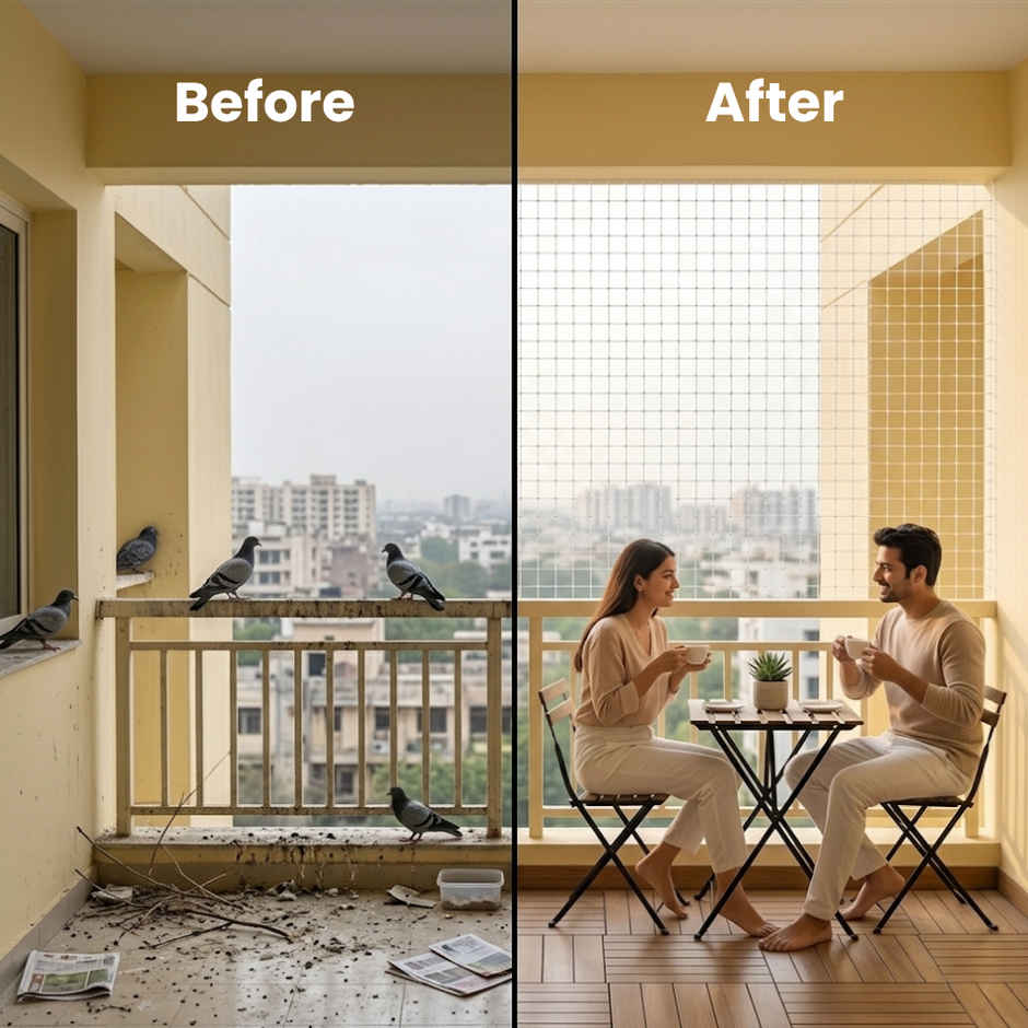 Nurturing Green Anti Bird Net | White Mesh Pigeon Net | Protection for Home, Balcony - 8 x 10 ft