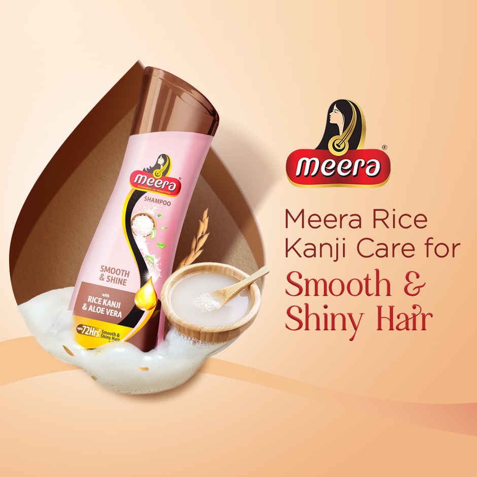 Meera Smooth & Shine Shampoo with Rice Kanji & Aloe Vera | Up to 72 Hours Smooth & Shiny Hair
