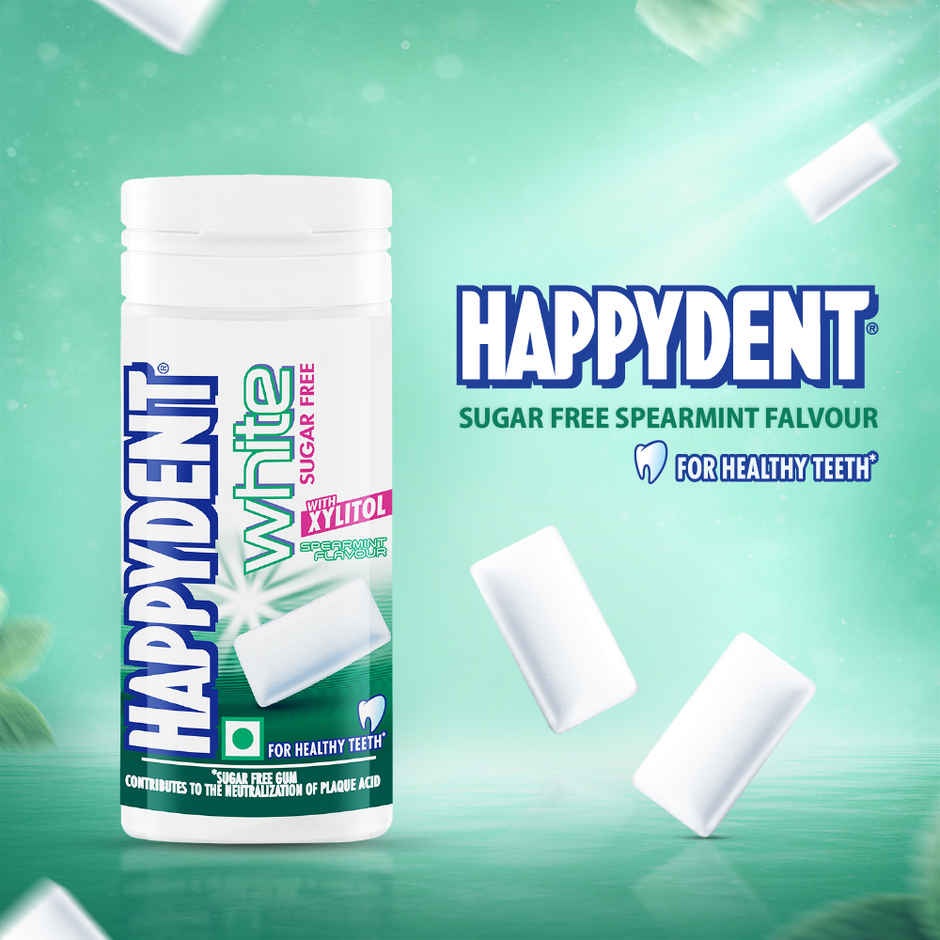 Happydent White, Xylitol Sugarfree Spearmint Flavour, Chewing Gum Pocket Bottle Combo