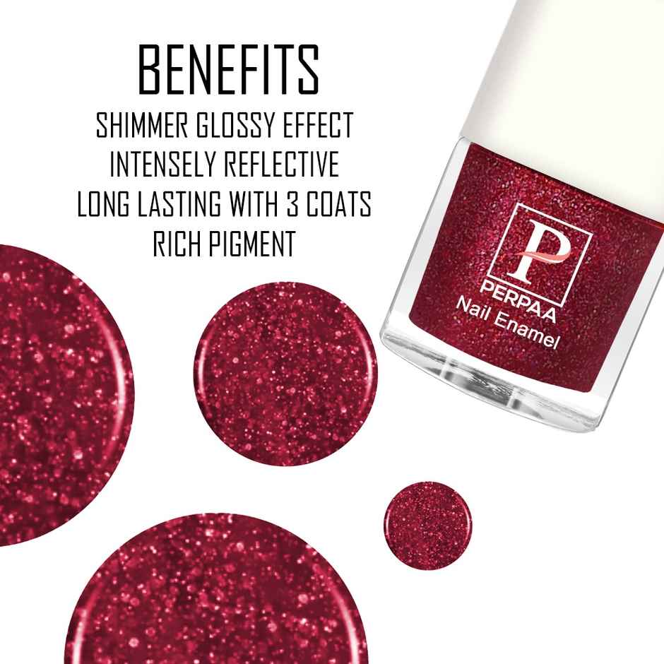 PERPAA Beauty Glitter Nail Paint | Red Glitter