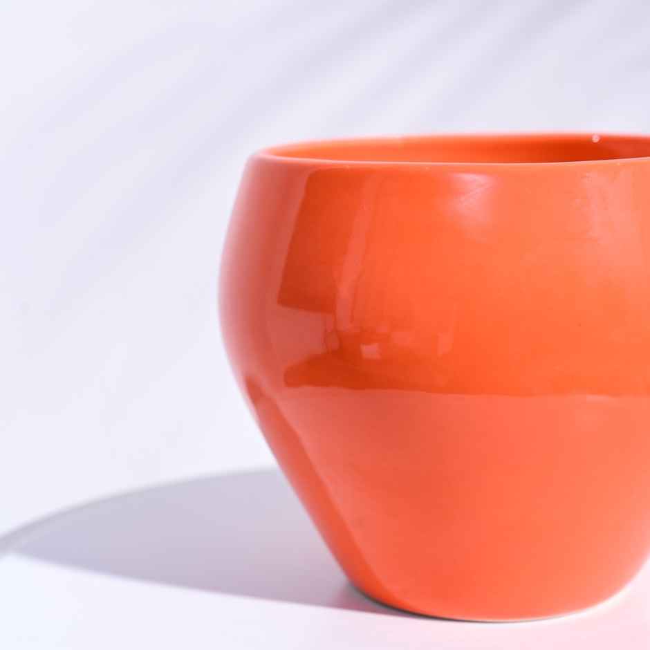 Ugaoo Apple Orange Ceramic Gardenig Pot - 6 Inch