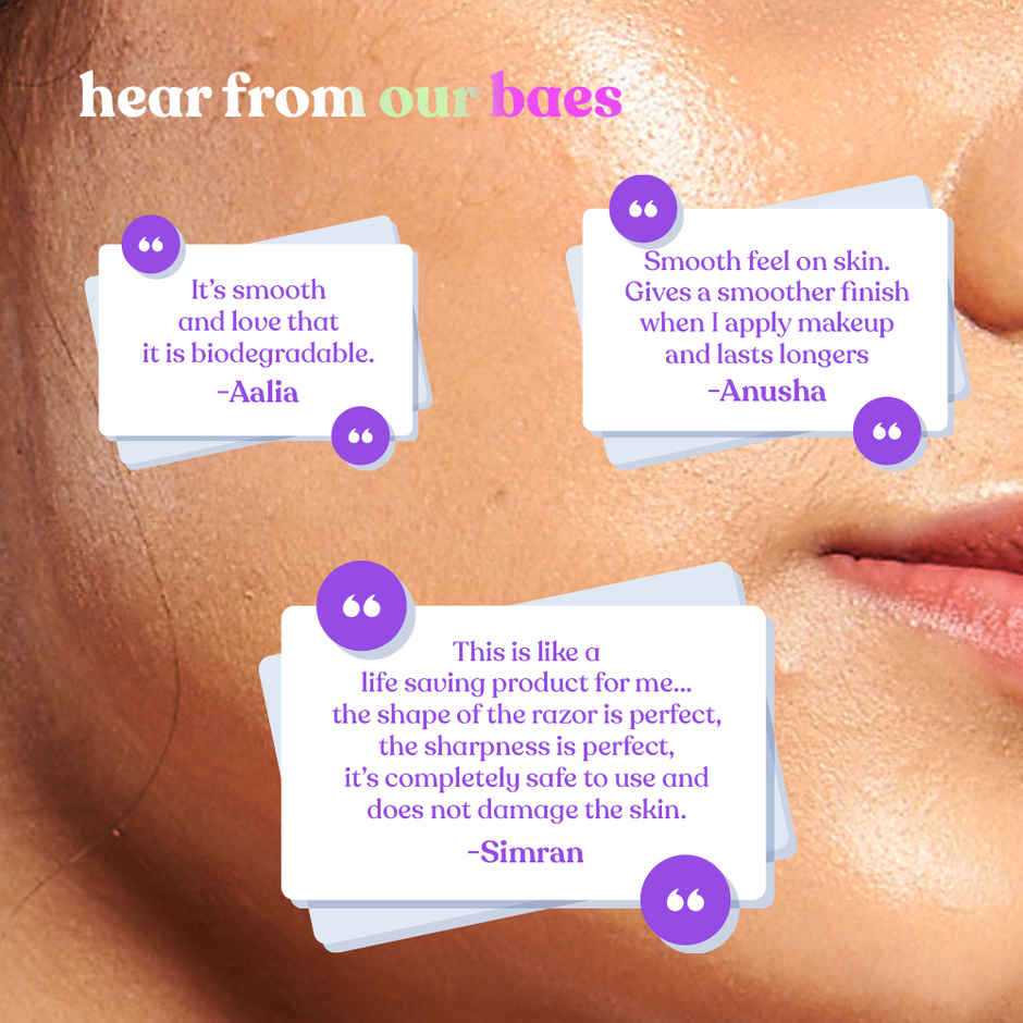 Bombae Biodegradable Face And Eyebrow Razor For Women| Reusable| 3 Pieces