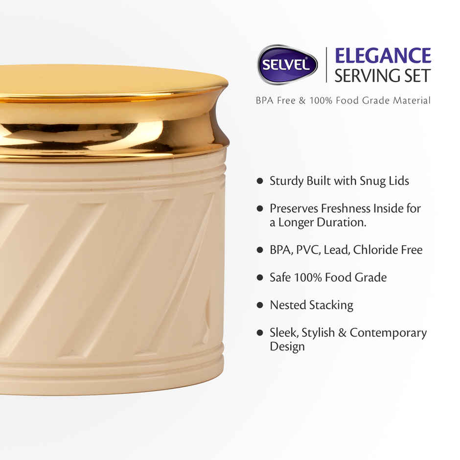 Selvel Airtight Dry Fruit Container|430ml|With Lid & Tray|Sweets, Snacks,Chips|EleganceIvory