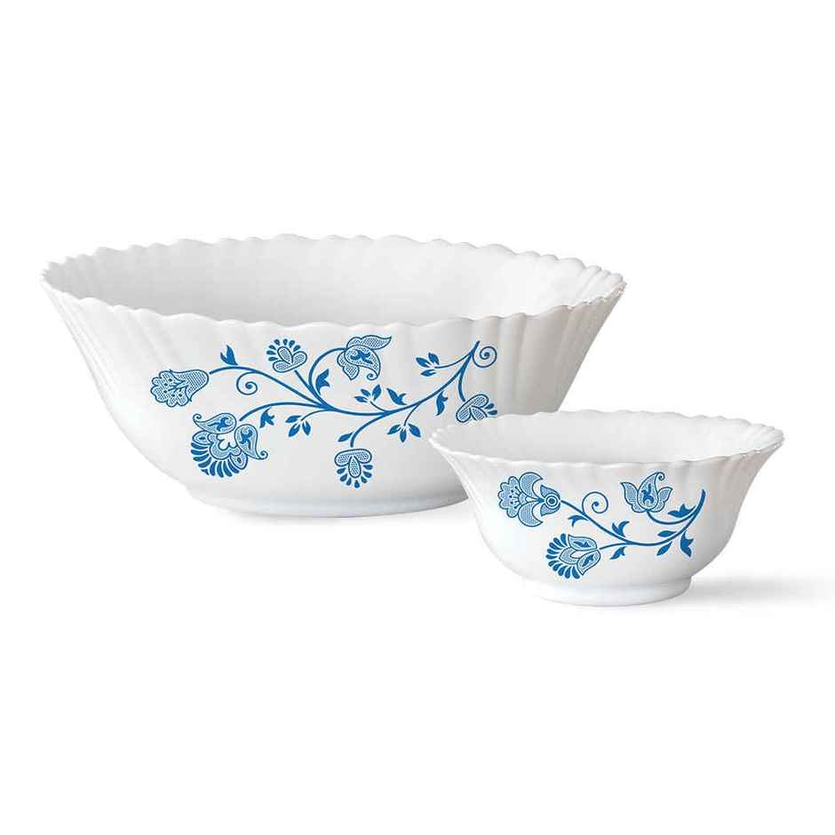 Larah by Borosil Azure Pudding Set | Opalware Crockery for Dining & Gifting Bowl Set