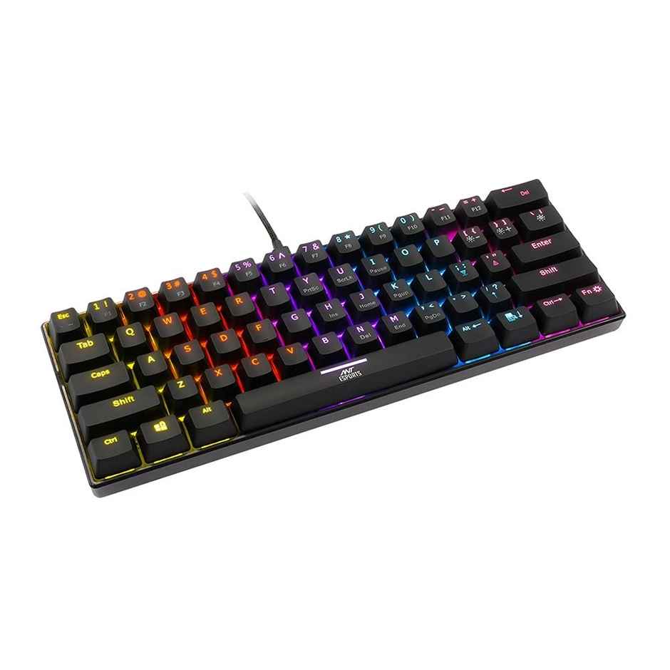 Ant Esports Mk1200 Mini Wired Mechanical Gaming Keyboard With Rgb Backlit Lighting - Red Switch