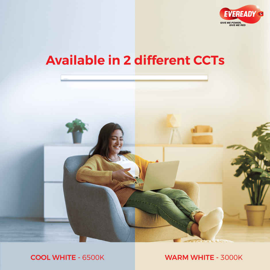 Eveready Ultraslim 10W LED Batten, Cool Day Light | 6500K, Stylish, Durable Lighting Solution