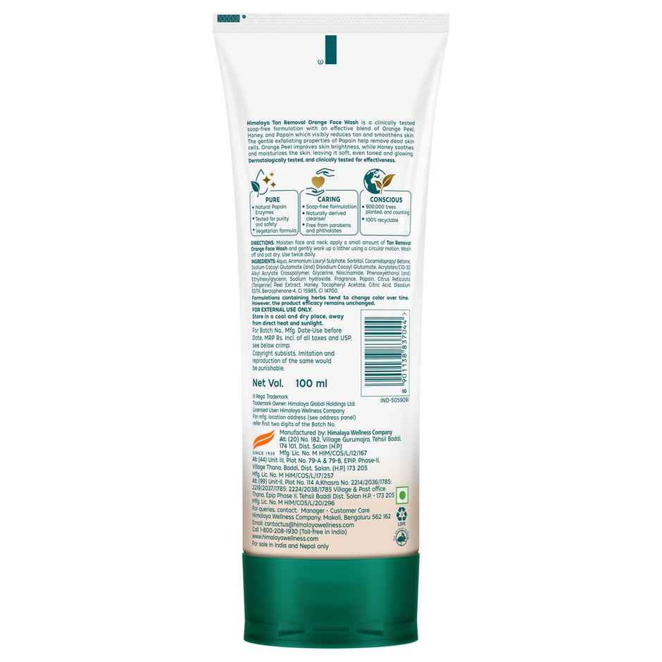 Himalaya Wellness Company Tan Removal Orange Face Wash