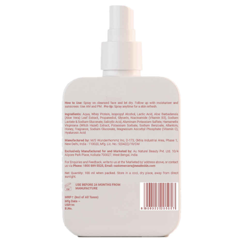 Be Neude Milk Peptide Face Toner With Whey Protein For Pore Rehydration & Acne Management