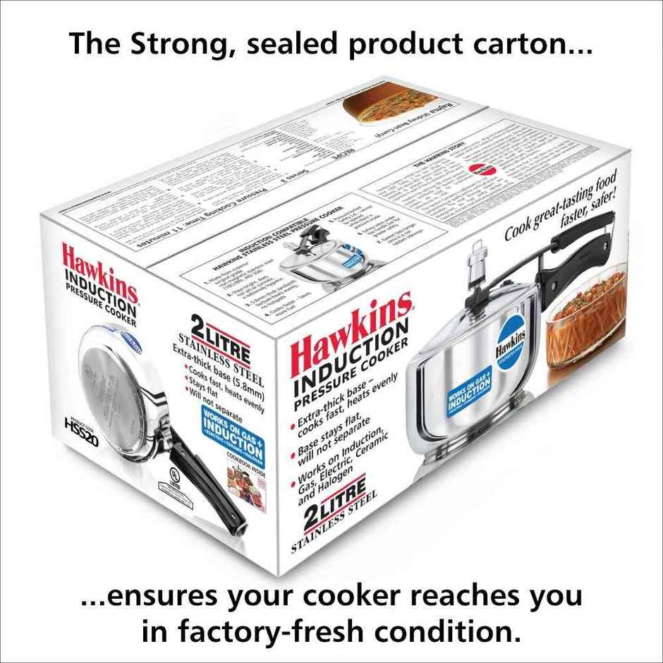 Hawkins 2 Litre Pressure Cooker Stainless Steel Inner Lid Cooker Induction Cooker Small - Silver