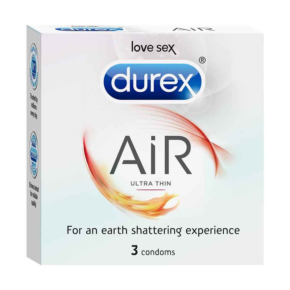 Durex Intense Condoms for her - Three Count Dotted and Ribbed condom with Desirex gel(3pc), Durex Air Ultra Thin Condoms(3pc) & Durex Condoms Mutual Climax(3pc) Combo