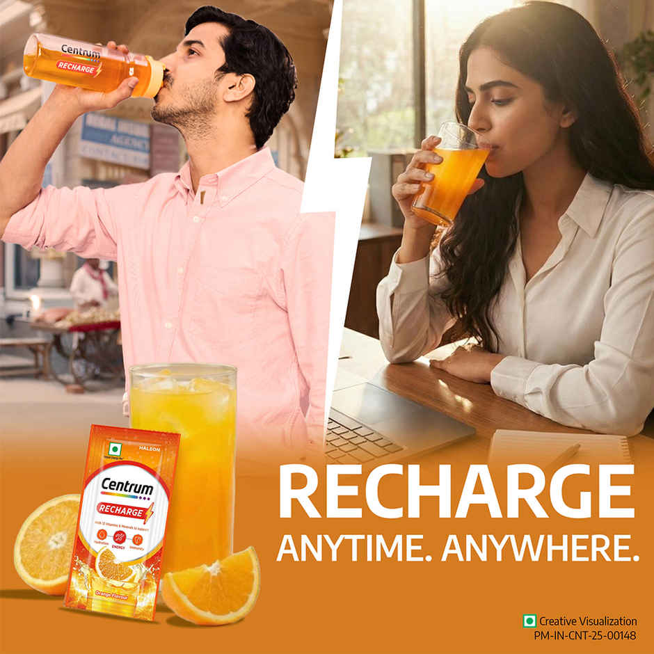 Centrum Recharge - Energy Drink Mix with Electrolytes, Vitamins & Minerals - Pack of 6 Sachets