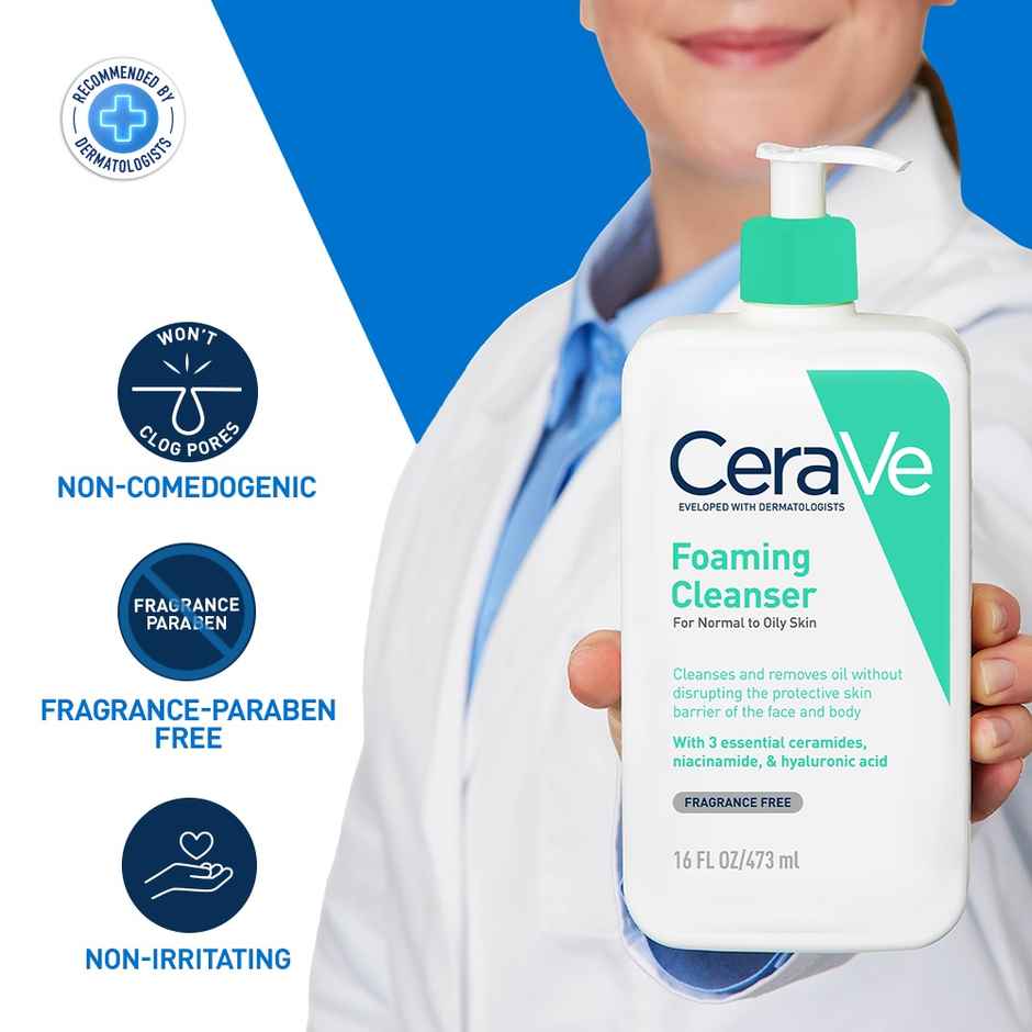 CeraVe Foaming Cleanser Face Wash For Oily Skin With Ceramides, Dermatologist Recommended