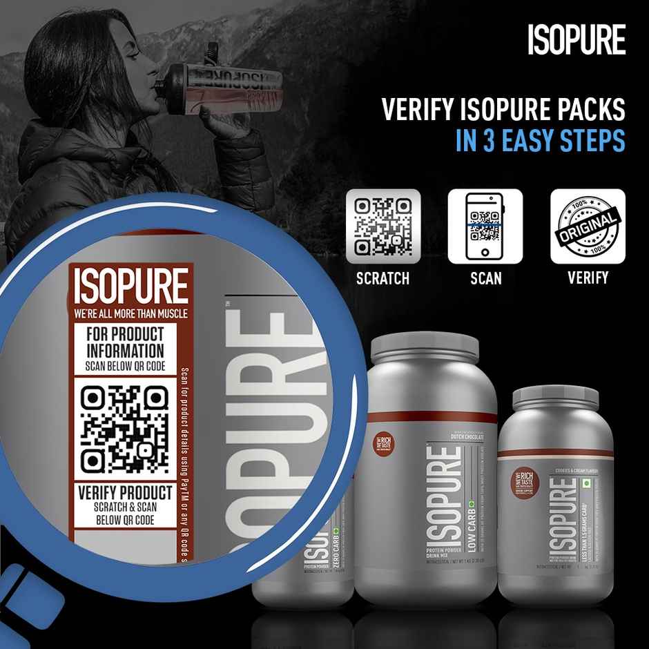 Isopure Whey Protein Isolate Powder With Vitamins For Immune Support - (Dutch Chocolate) (500g) & Boldfit Spider Gym Shaker Bottle (1pc) Combo