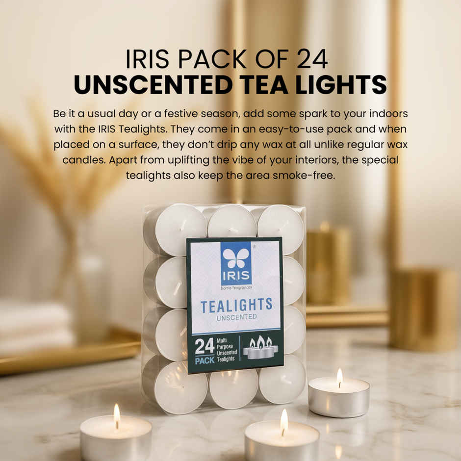 Unscented Tea Lights | Pack of 24 | IRIS