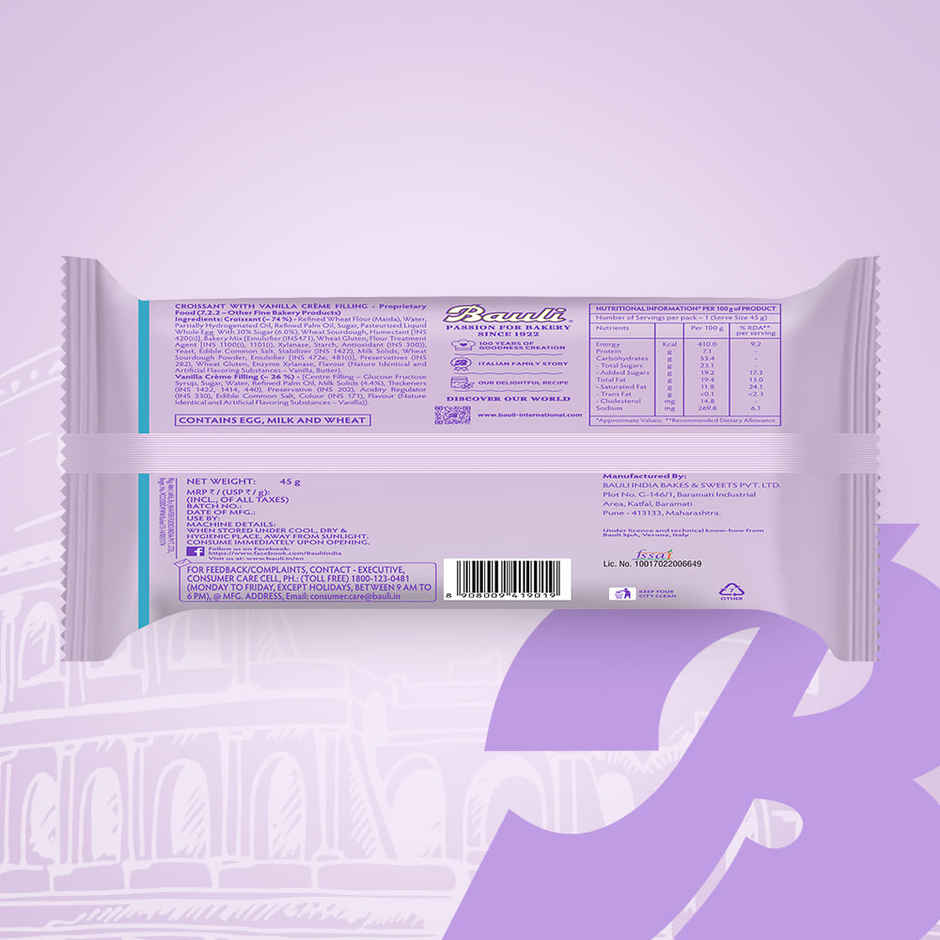 Bauli Moonfils Croissants Vanilla (Egg) 45g Combo