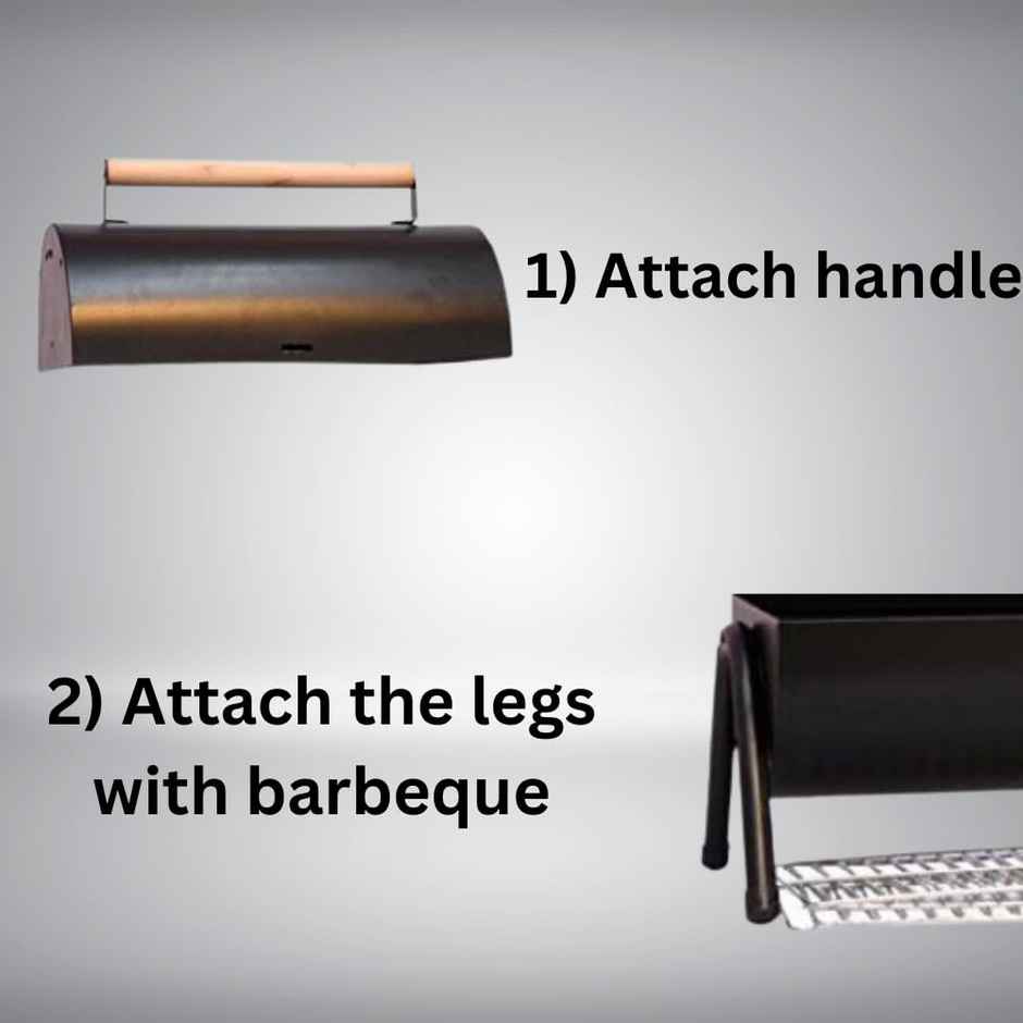 Chefman Barrel Charcoal Barbeque Grill | Detachable Legs | With Accessories | Black