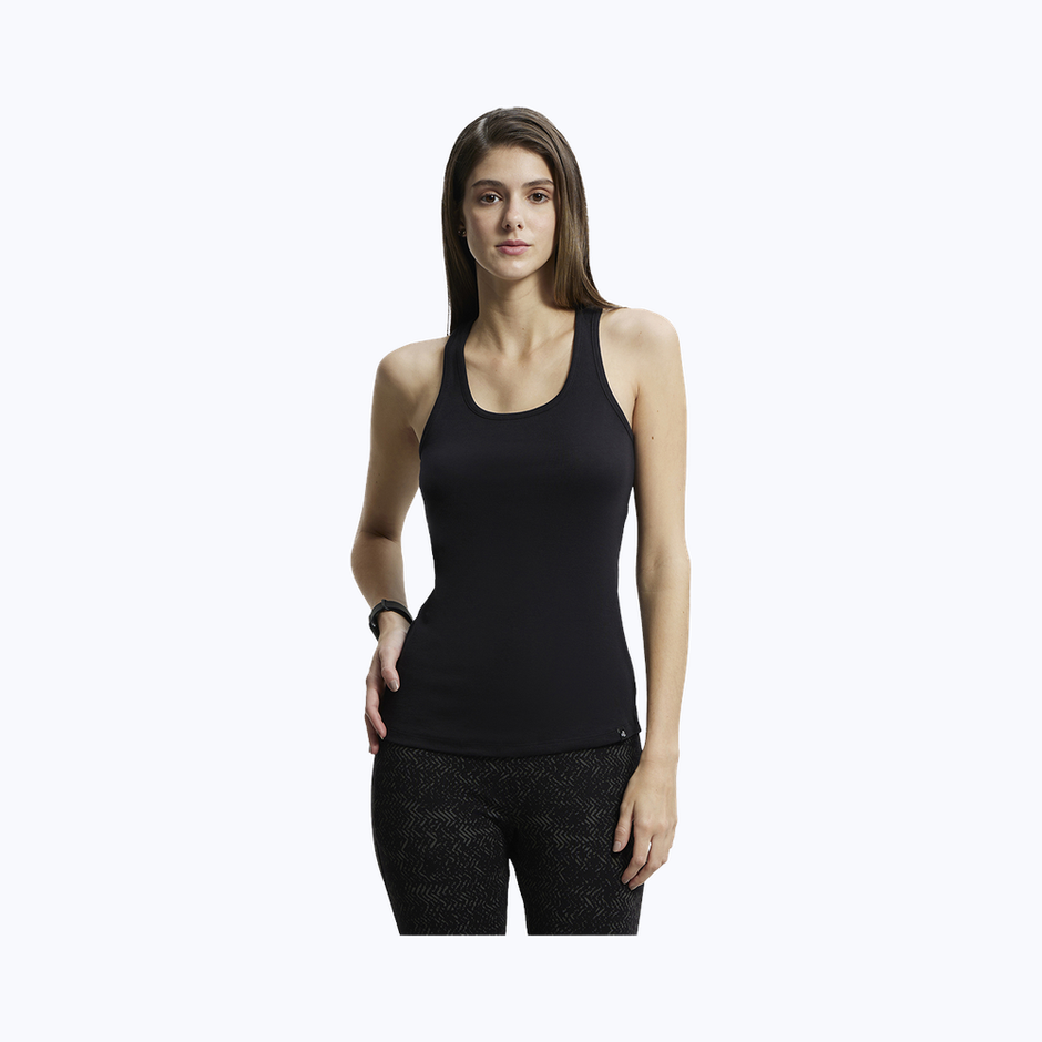 Jockey 1467 Women's Super Combed Cotton Rib Solid Tank Top|Slim Fit|Racerback | Black-M