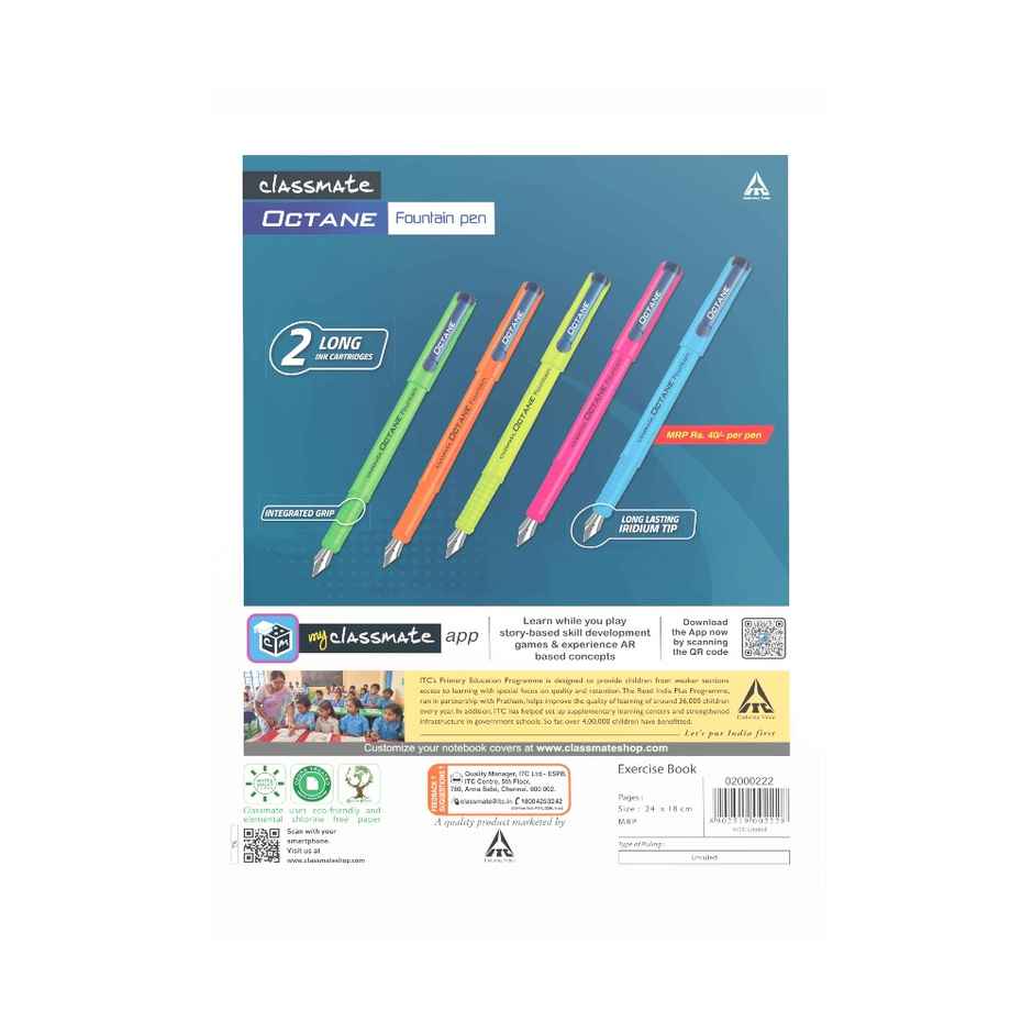 Classmate|Notebook|Soft Cover|Unruled| B5| 240 x 180|172 pages
