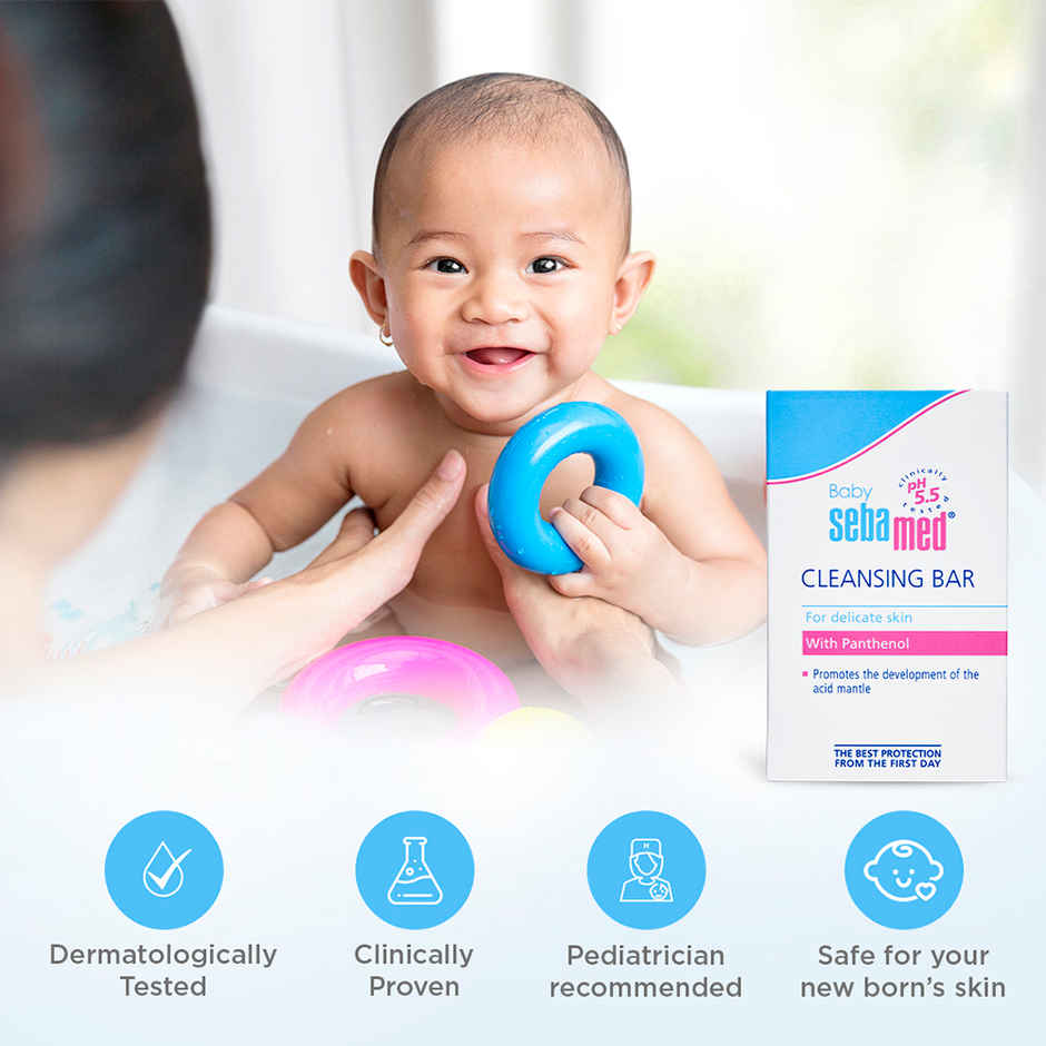 Sebamed Cleansing Bar pH 5.5 Baby Soap For Kids | White | 1 month - 6 years Combo