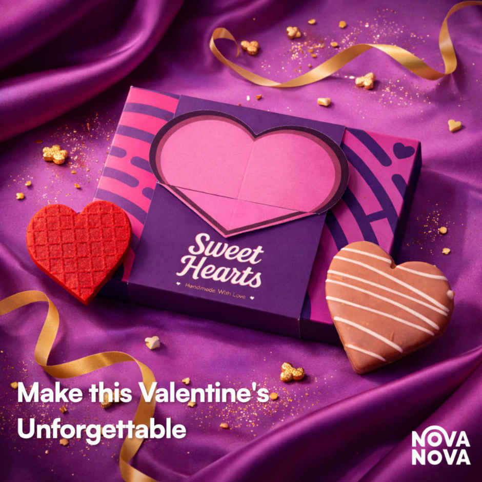 Nova Nova Heart Shaped Waffle Cookies & Chocolates | Assorted Sweet Hearts