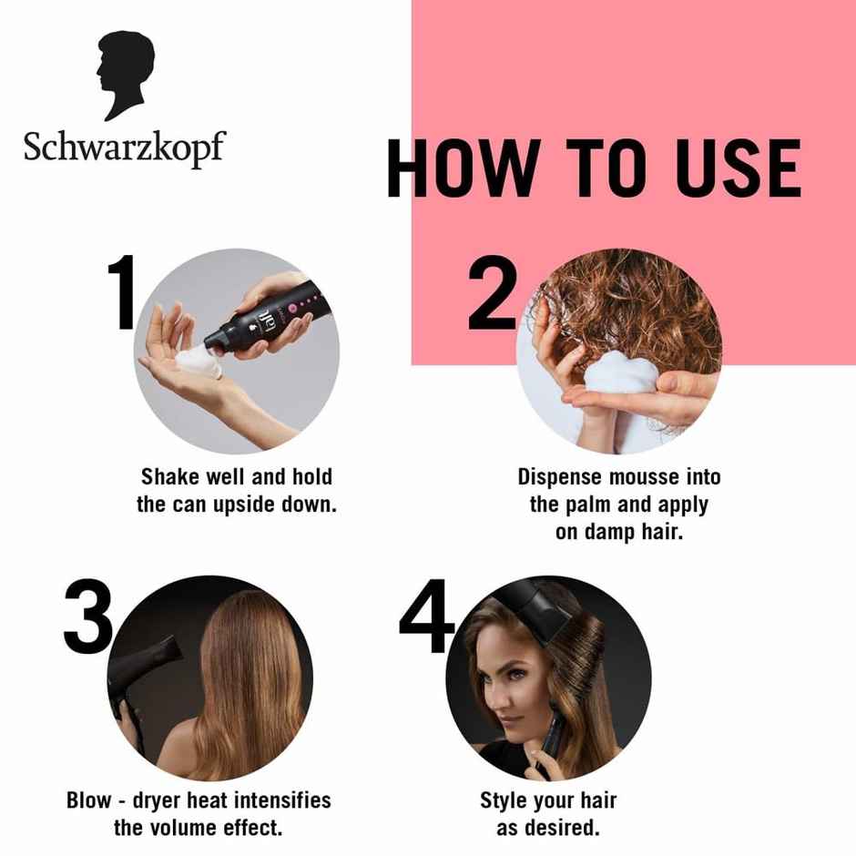 Schwarzkopf Taft Hair Mousse Power Hold 5 | Cashmere-Like Suppleness | Dry & Damaged Hair
