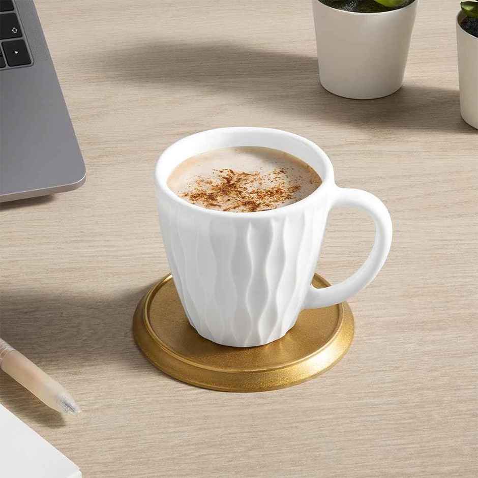 Larah By Borosil Curl Opalware Cup, Set Of 6 Tea/Coffee Cups, 200 ml Each, Crockery Set, White