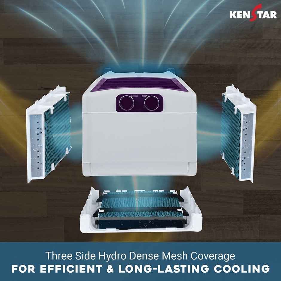 Kenstar 40 L Room | Personal Air Cooler | White & Purple | Cyclone Hc 40