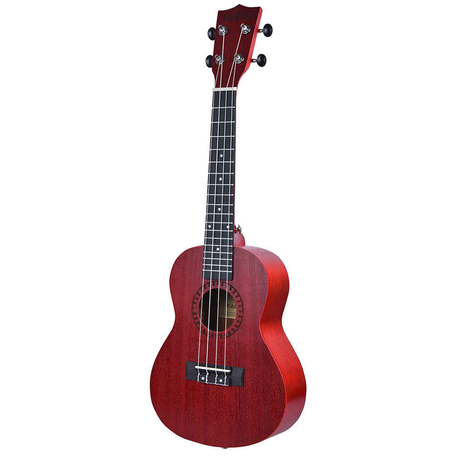 Kadence Concert Ukulele 23inch Spring Summer Edition, Mulberry Red with Rose, Strap & Bag