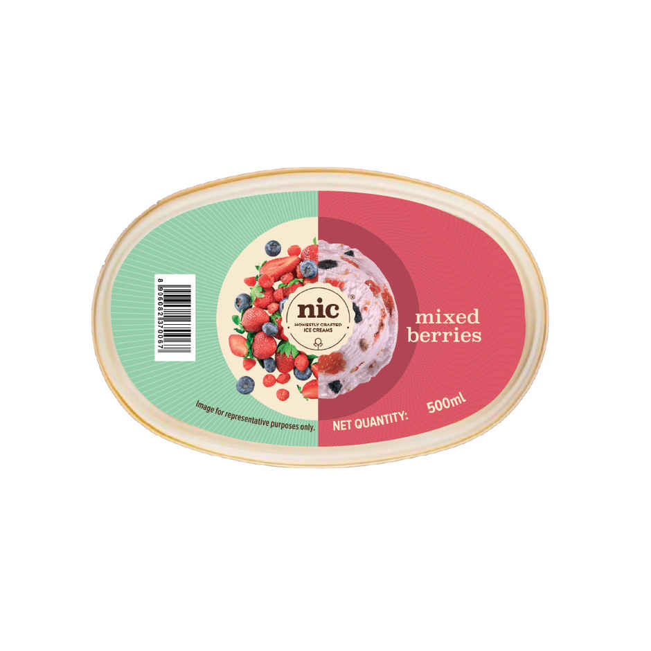 NIC Mixed Berries Ice Cream Tub | Preservative Free | No Artificial Flavors