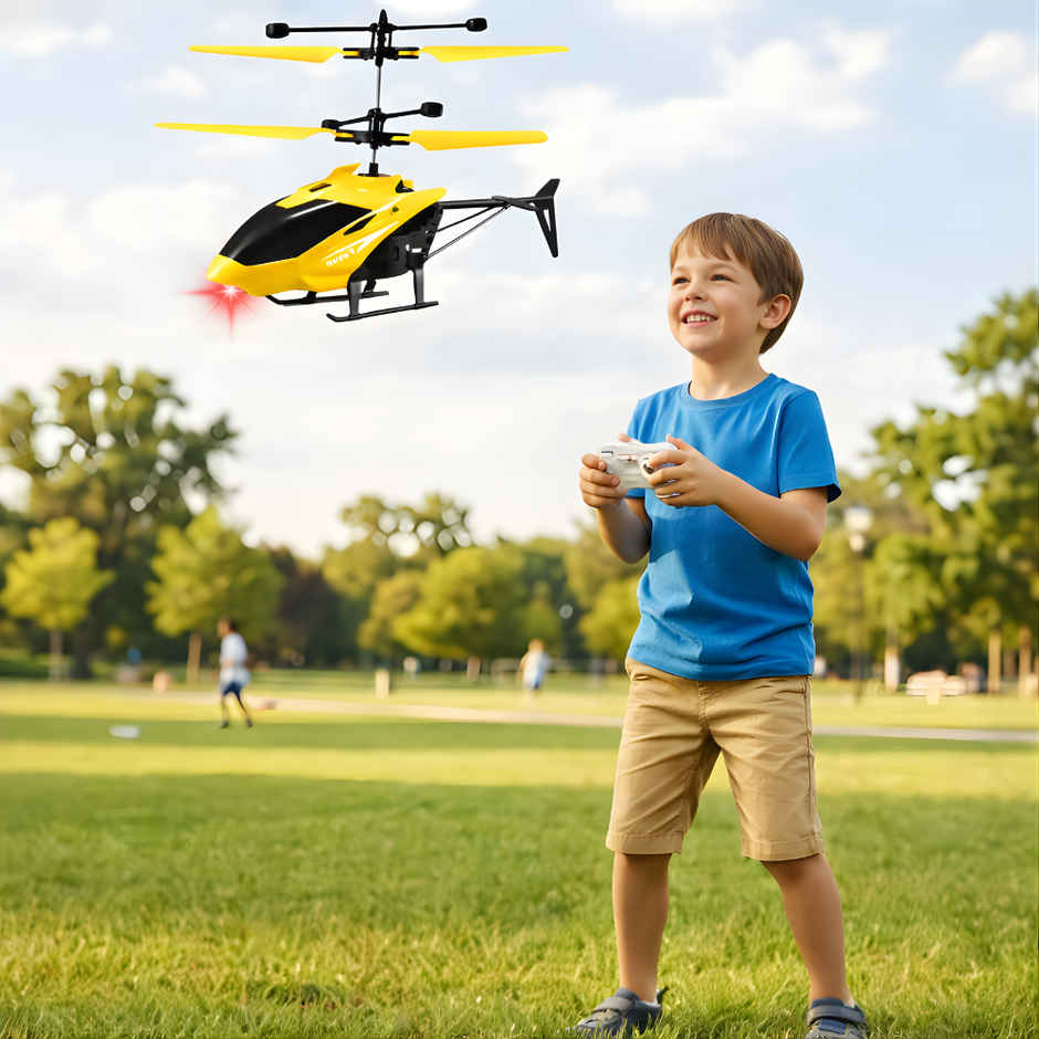 Chigy Wooh Remote Control Helicopter for Kids with Hand Gravity Sensor & 3D LED Lights | Yellow