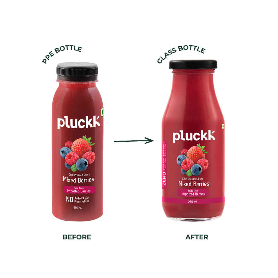 Pluckk Cold-Pressed Mixed Berries Juice | No Sugar, No Preservatives | Antioxidant-Rich | Combo