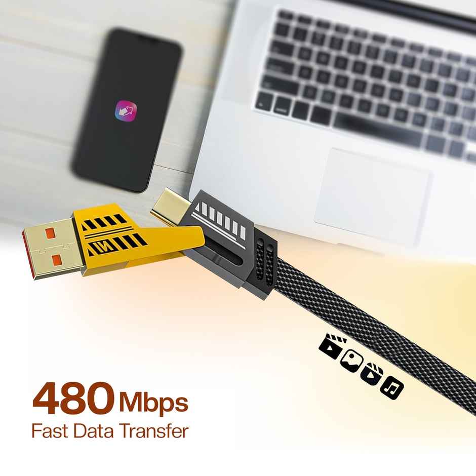 Gizmore 4 in 1 Multi Fast Charging Cable 65W| USB C to C| Lightning & Type C for iPhones| Android