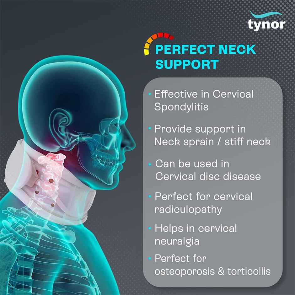 Tynor Cervical Collar Hard Adjustable White S