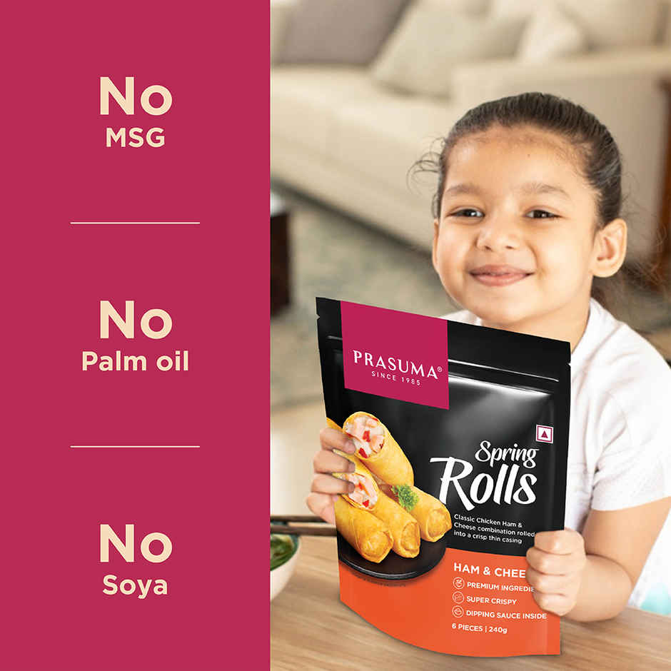 Prasuma Ham & Cheese Spring Rolls | Made with in-house Chicken Ham |  No MSG or Palm Oil