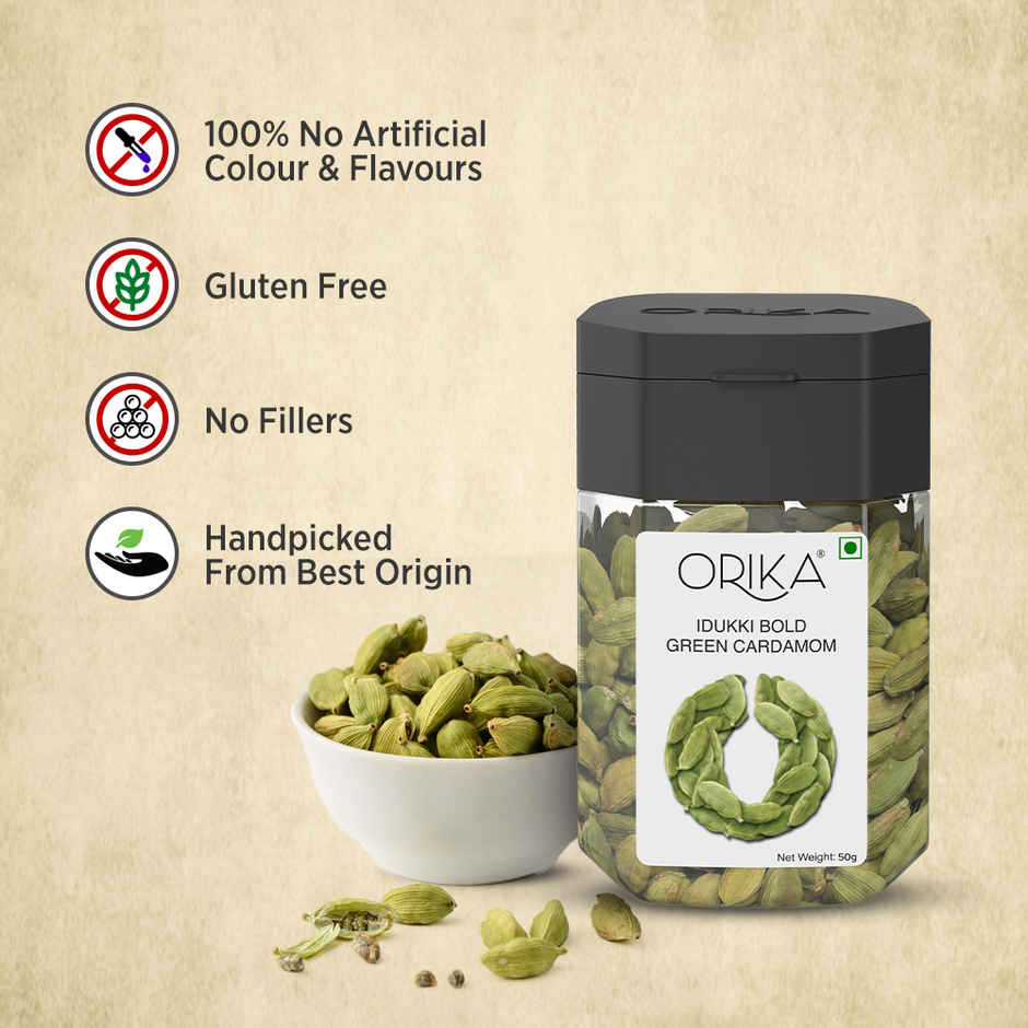 Orika Idukki Bold Green Cardamom | Hari Elaichi