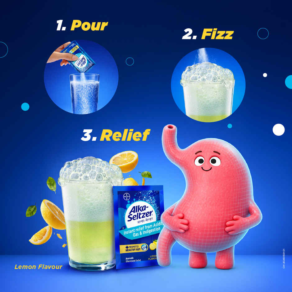 Alkaseltzer Lemon Flavour Instant Relief from Acidity, Gas & Indigestion