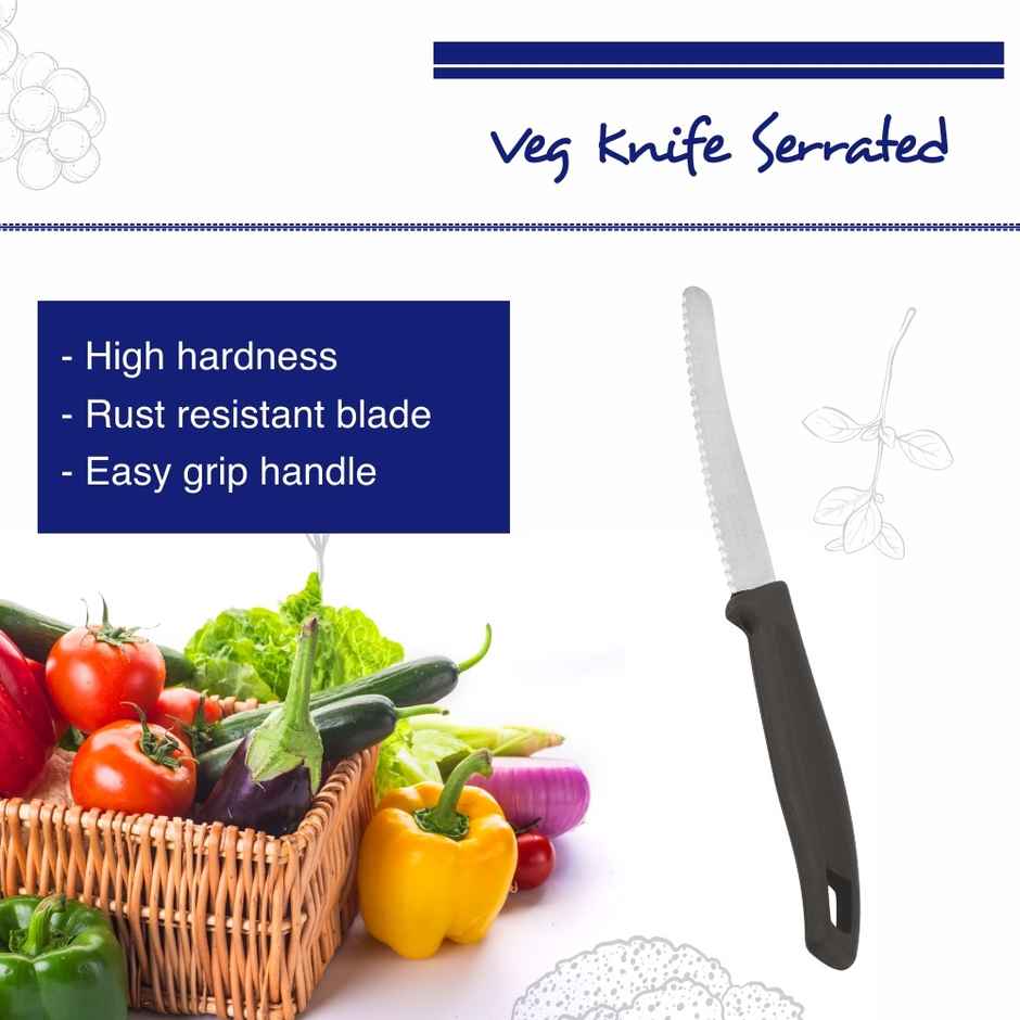 Bhalaria Stainless Steel Veg Knife Serrated | Food Safe | 19 cm