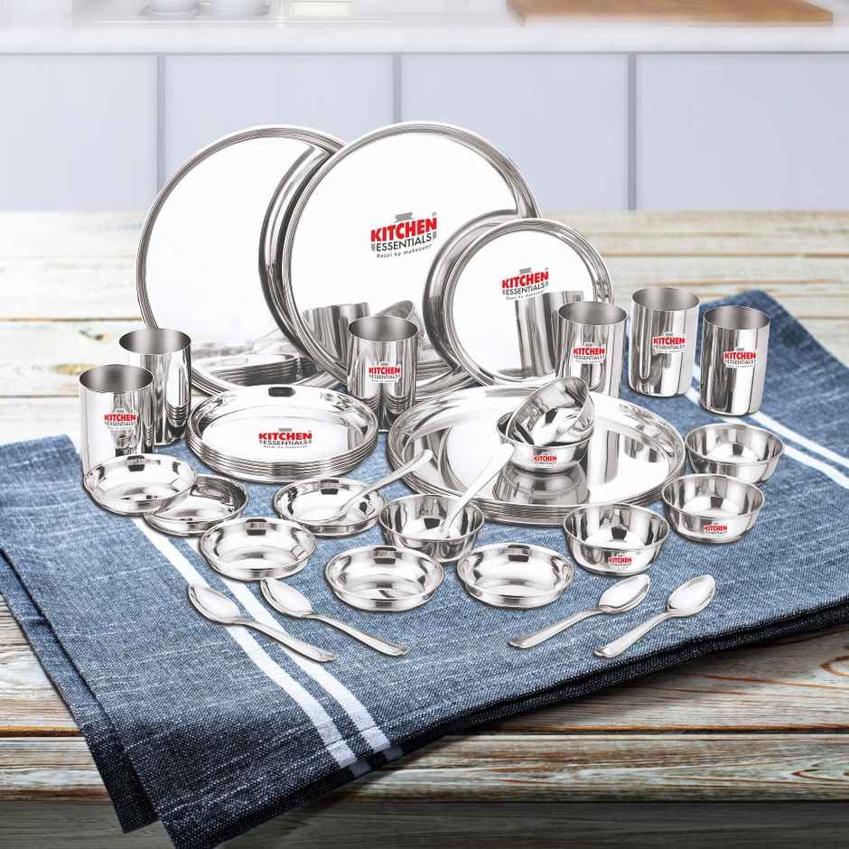 Kitchen Essentials 36 Pcs Stainless Steel Dinner Set (Mirror Finish)