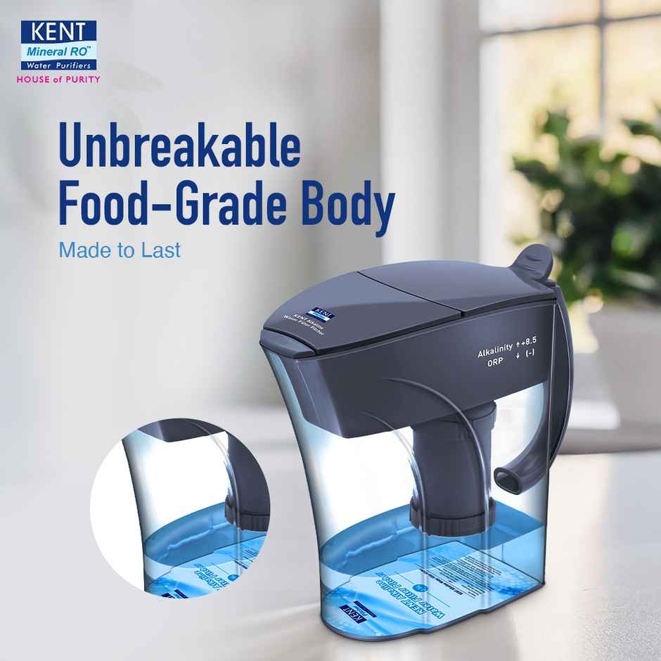 Kent 11054 Alkaline Water Filter Pitcher 3.5 L (Not Suitable For Borewell Or Tanker Water)