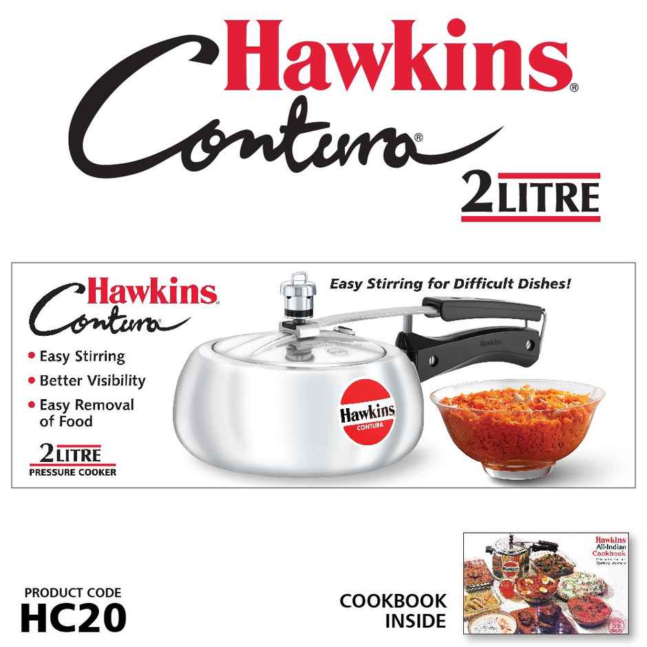 Hawkins 2 Litre Contura Pressure Cooker Handi Inner Lid Cooker - Silver