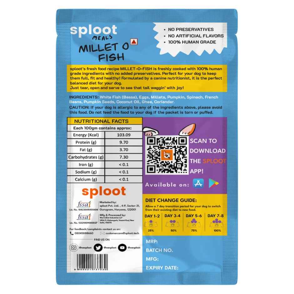 Sploot Millet O Fish Fresh Food For Dogs