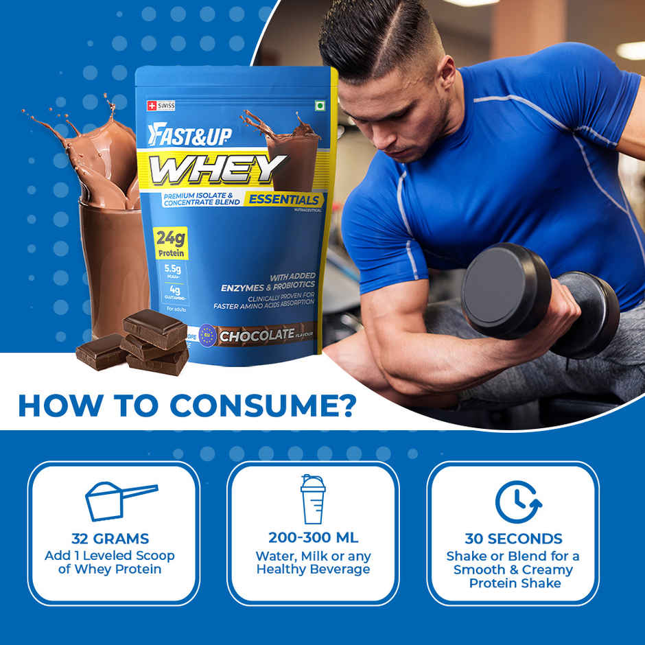 Fast&Up Whey Protein Essentials - European Chocolate Flavoured Clean Protein
