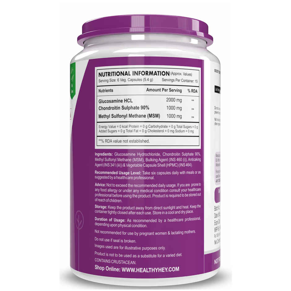HealthyHey Nutrition Double Strength Glucosamine Chondroitin & MSM | Cartilage Support | 4000 mg
