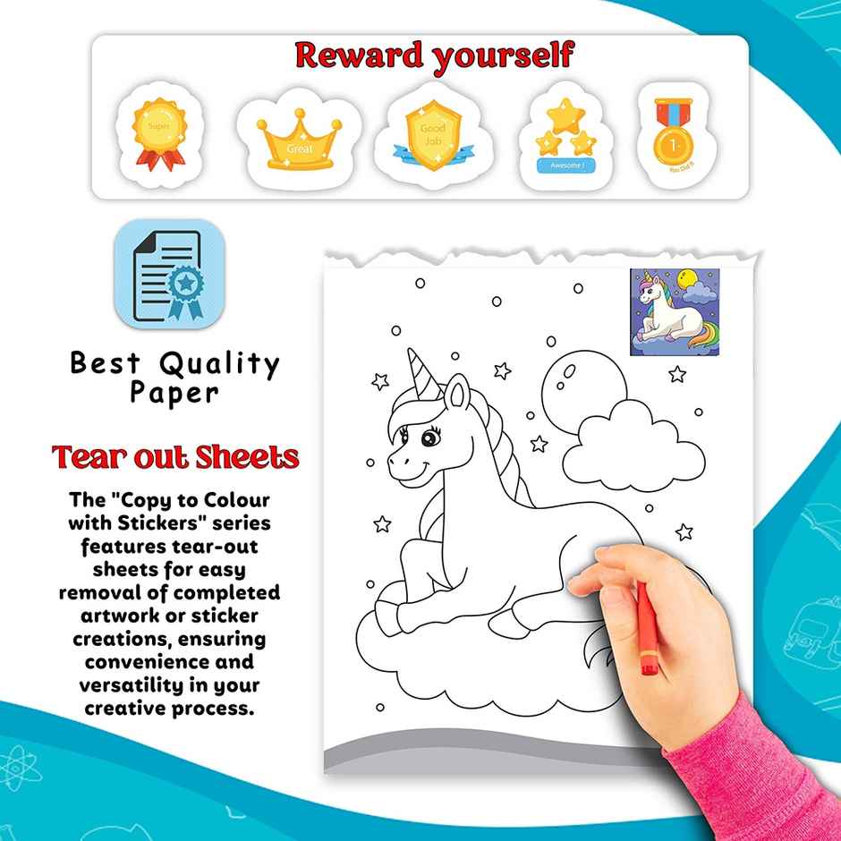 Copy to Colour Unicorn With Stickers Book for Kids | Ages 3-12 - Coloring Adventure for Kids